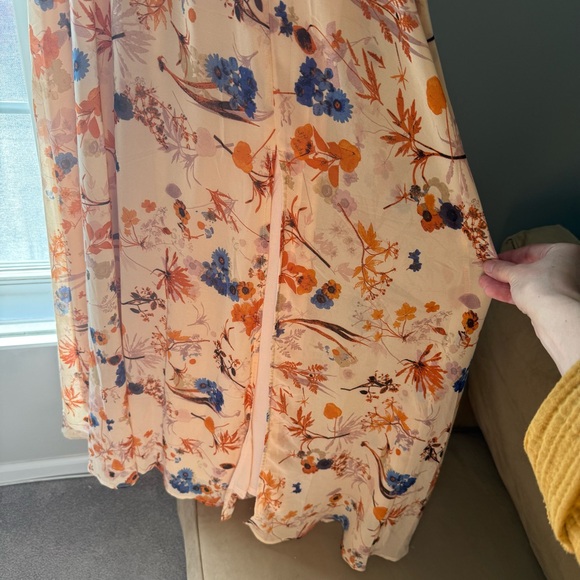 Baltic Born Floor Length Dress with Slit and Blue and Orange Floral Details - Picture 4 of 7